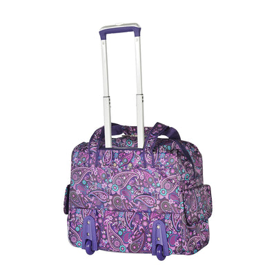 Olympia Deluxe Fashion Rolling Overnighter Luggage Suitcase, Purple Paisley - VMInnovations