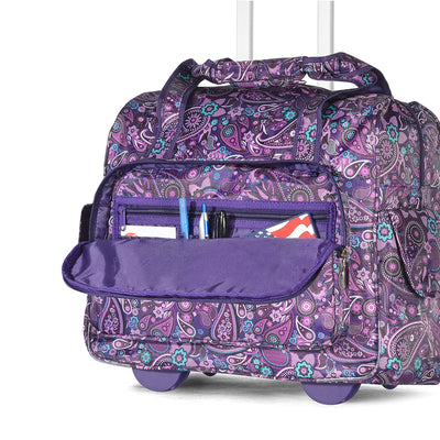 Olympia Deluxe Fashion Rolling Overnighter Luggage Suitcase, Purple Paisley - VMInnovations