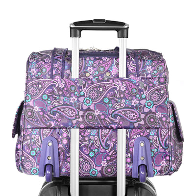 Olympia Deluxe Fashion Rolling Overnighter Luggage Suitcase, Purple Paisley - VMInnovations