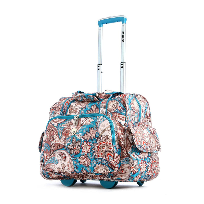 Olympia Deluxe Fashion Rolling Overnighter Luggage Suitcase with Handle, Paisley