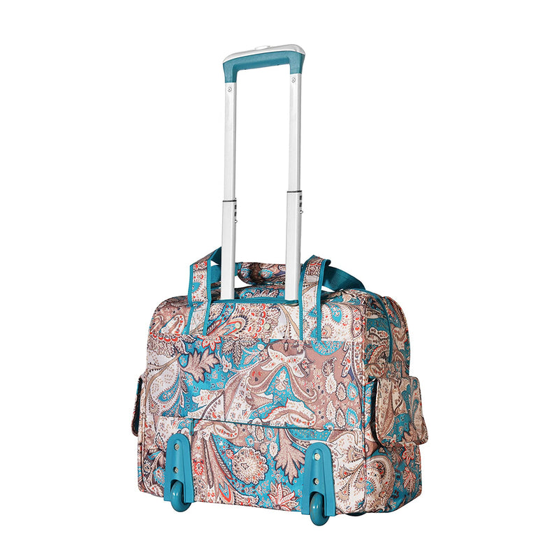 Olympia Deluxe Fashion Rolling Overnighter Luggage Suitcase with Handle, Paisley