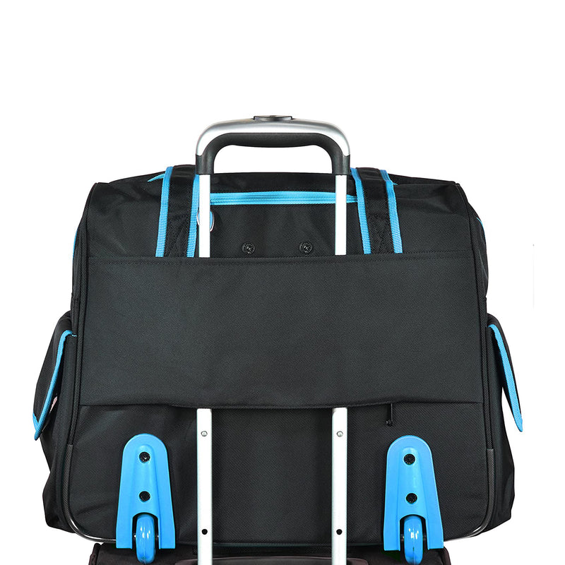 Olympia Rave Rolling Overnighter Tote Bag Luggage w/ Laptop Sleeve, Black & Blue