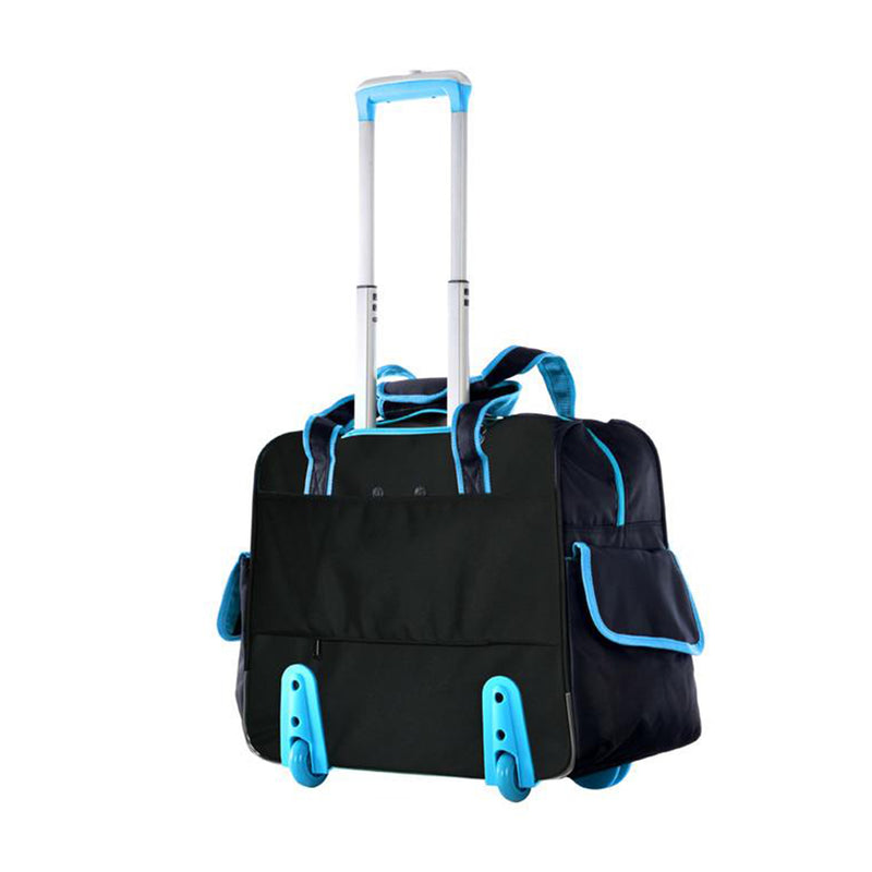 Olympia Rave Rolling Overnighter Tote Bag Luggage w/ Laptop Sleeve, Black & Blue