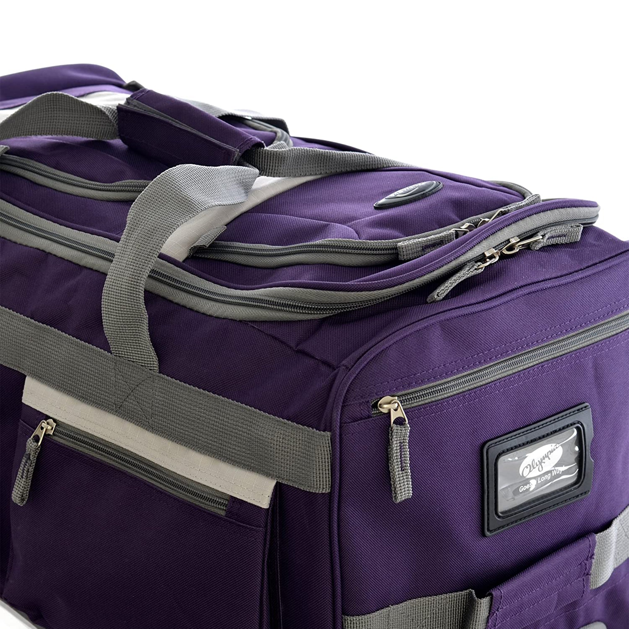 Olympia 22 Inch 8 Pocket Rolling Duffel Bag w/ Handle, Dark Lavender (Open Box) - VMInnovations