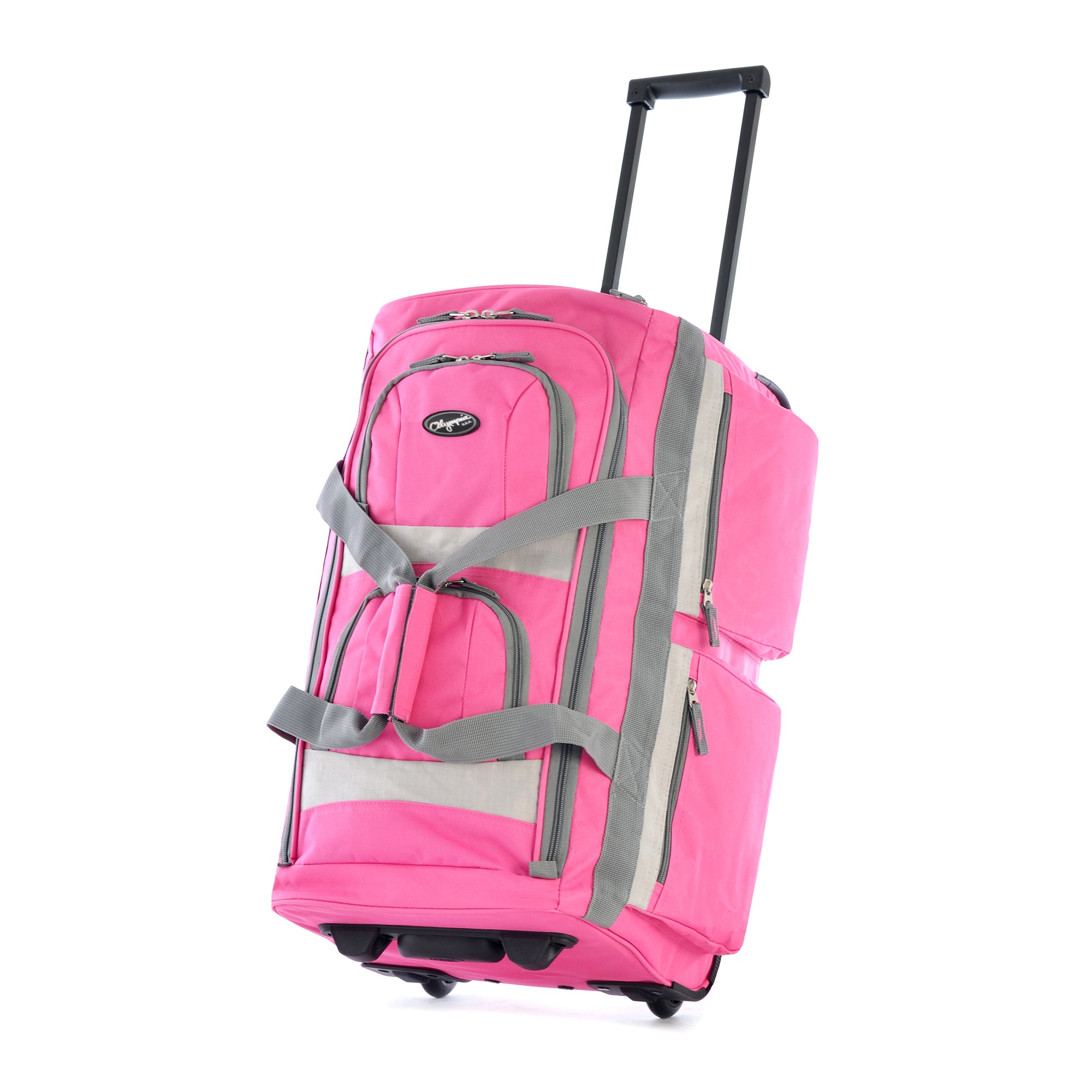 22 Inch Rolling Duffel Bag with Retractable Handle, Hot Pink (Open Box) - VMInnovations