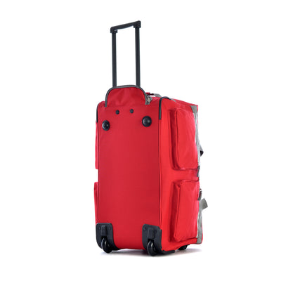 Olympia 22 Inch 8 Pocket U Shape Rolling Duffel Bag with Handle, Red (Open Box) - VMInnovations