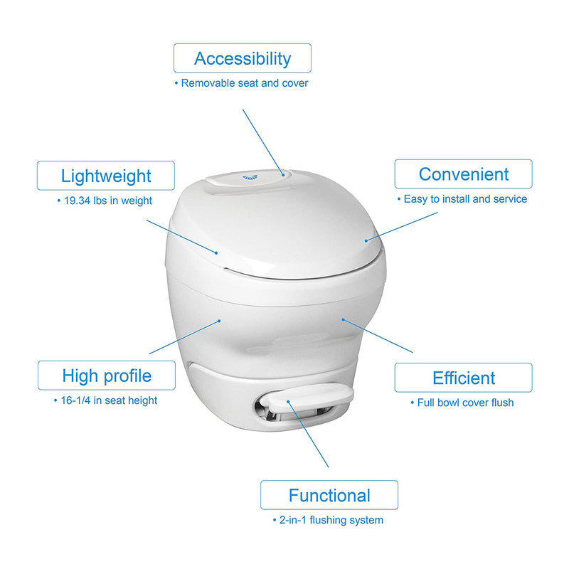 Thetford Aqua Bravura High Profile RV Toilet with Hand Sprayer, White (Open Box)