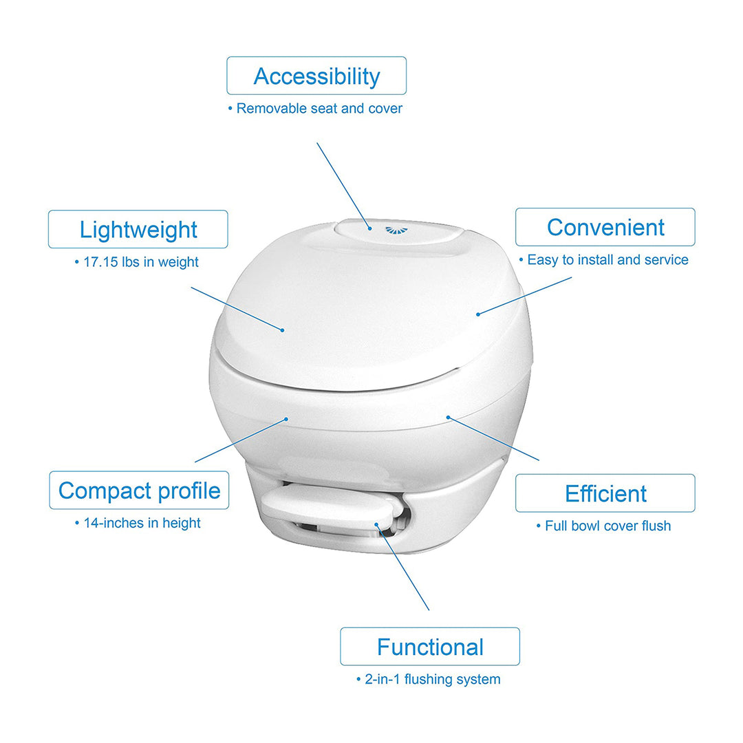 Thetford Aqua Bravura Low Profile RV Toilet w/Hand Sprayer, White (Open Box) - VMInnovations