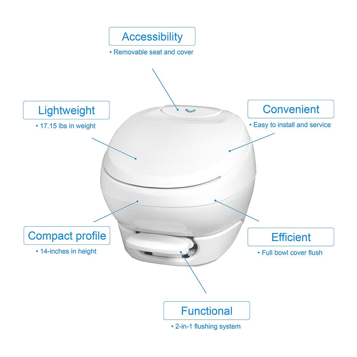Thetford Aqua Bravura Low Profile RV Toilet w/Hand Sprayer, White (Open Box) - VMInnovations