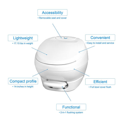 Thetford Aqua Bravura Low Profile RV Toilet w/Hand Sprayer, White (Open Box) - VMInnovations