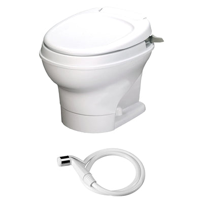 Thetford 31657 Aqua Magic V Hand Flush Low Profile Toilet w/ Hand Sprayer, White