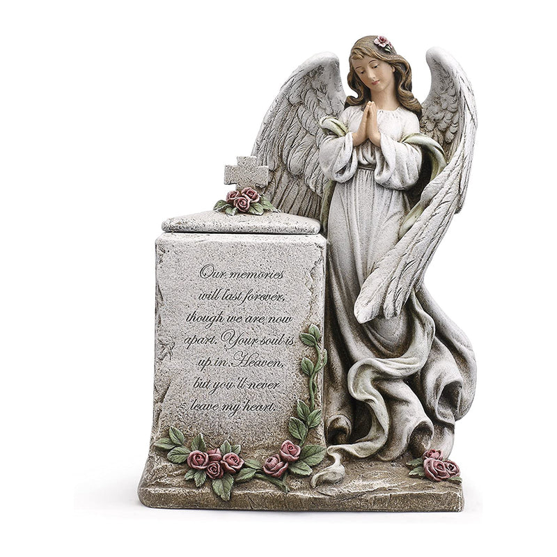 Napco 8 x 12 Inch Resin Praying Angel Decorative Engraved Bereavement Urn Box