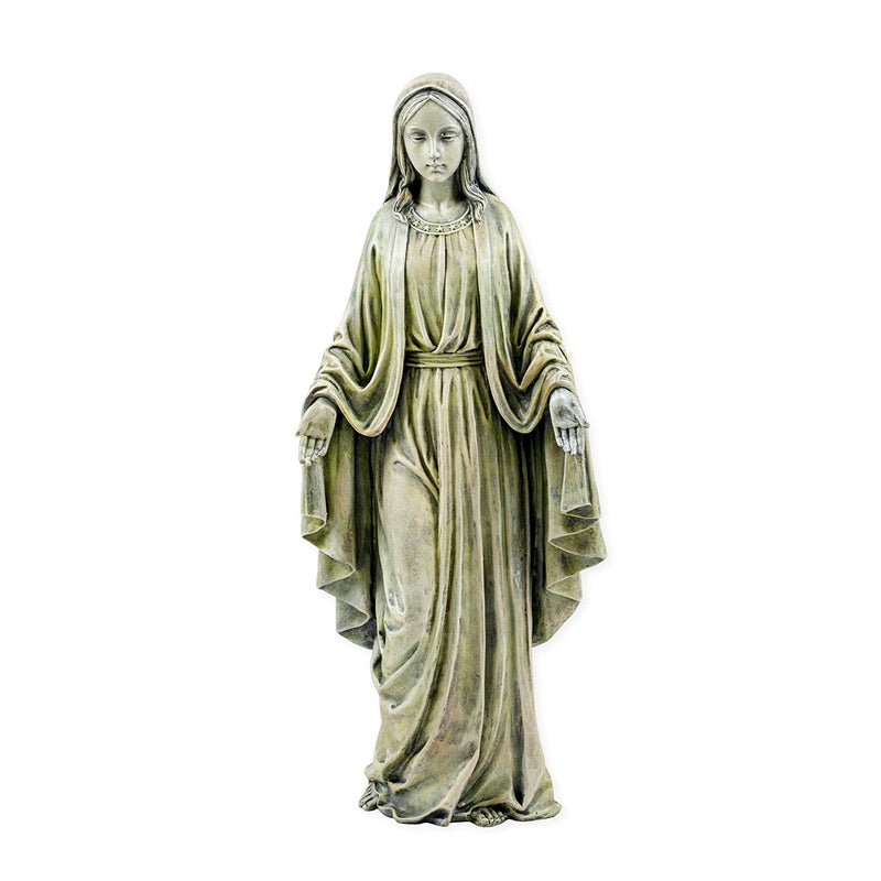 Napco Resin Mother Virgin Mary Lady of Grace Outdoor Garden Church Statue, Ivory