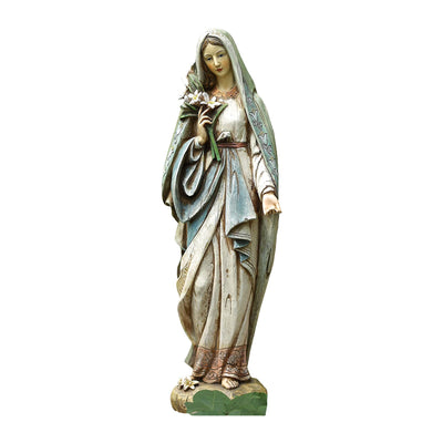 Napco Resin Blessed Virgin Mary Mother Madonna Lilies Garden Statue, Multicolor