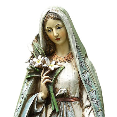 Napco Resin Blessed Virgin Mary Mother Madonna Lilies Garden Statue, Multicolor