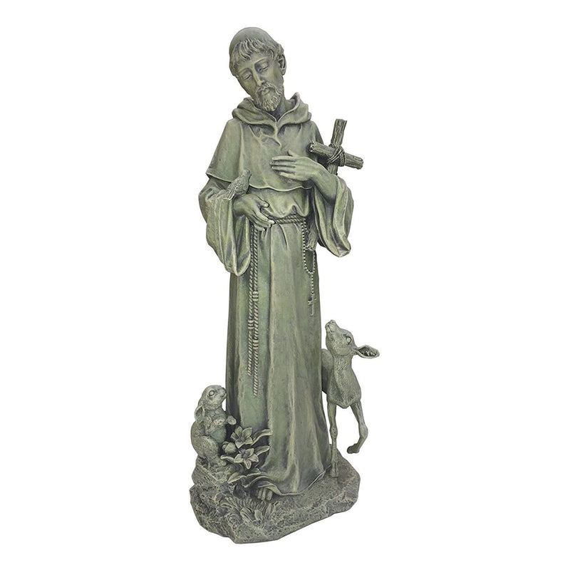 Napco Resin Saint Francis with Animals Indoor and Outdoor Garden Statue, Stone