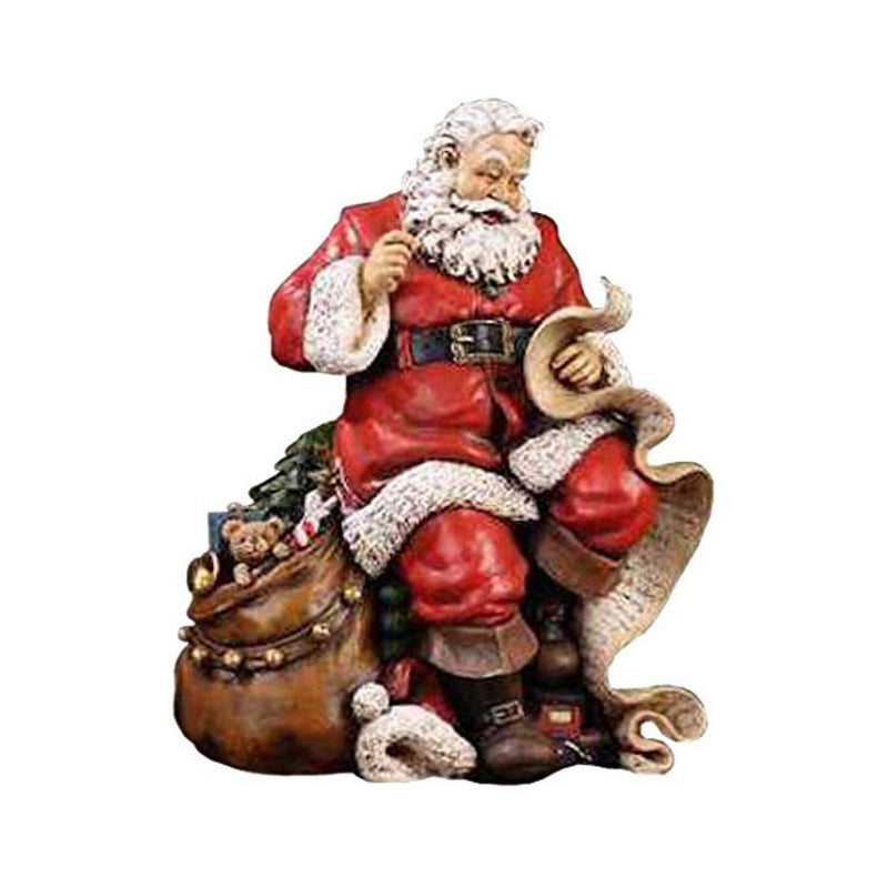 Napco Santa Claus Checking His List Resin Stoneware Decorative Holiday Figurine