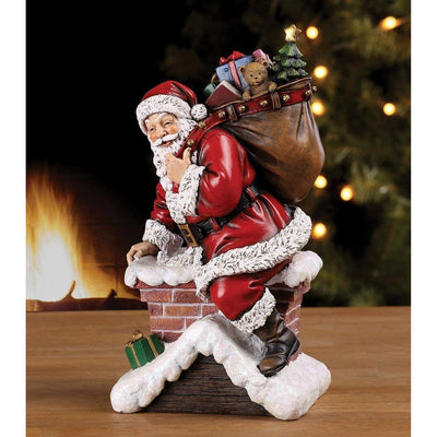 Napco Santa Claus In the Chimney Resin Stoneware Decorative Holiday Figurine