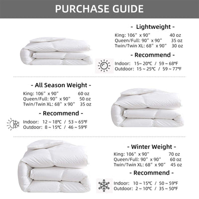 Royoliving Premium Heavyweight Cotton Silver Down Winter Comforter, White, King - VMInnovations
