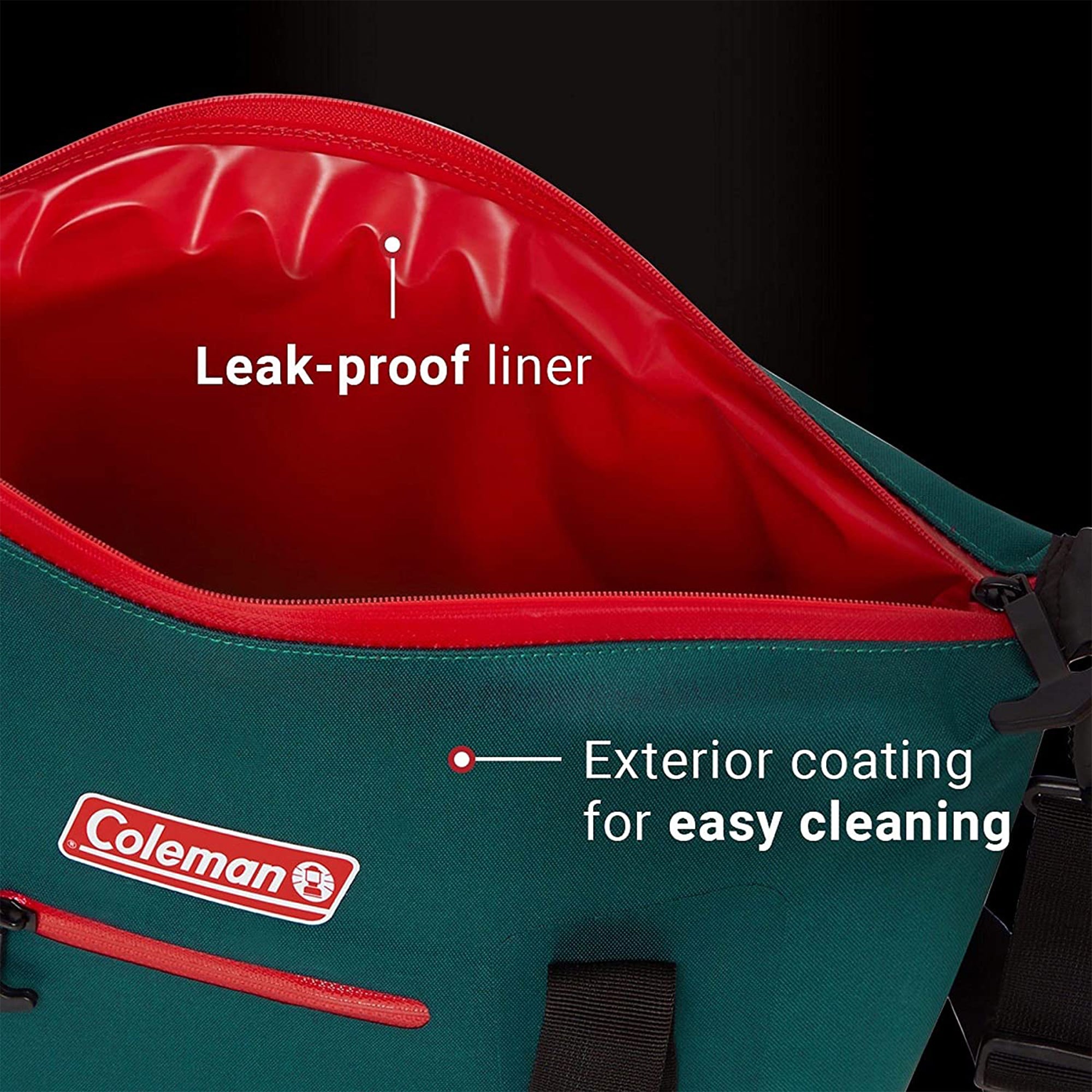 Coleman 24 Can 34 Hour Leak Proof Portable Soft Beverage Cooler Bag, Evergreen