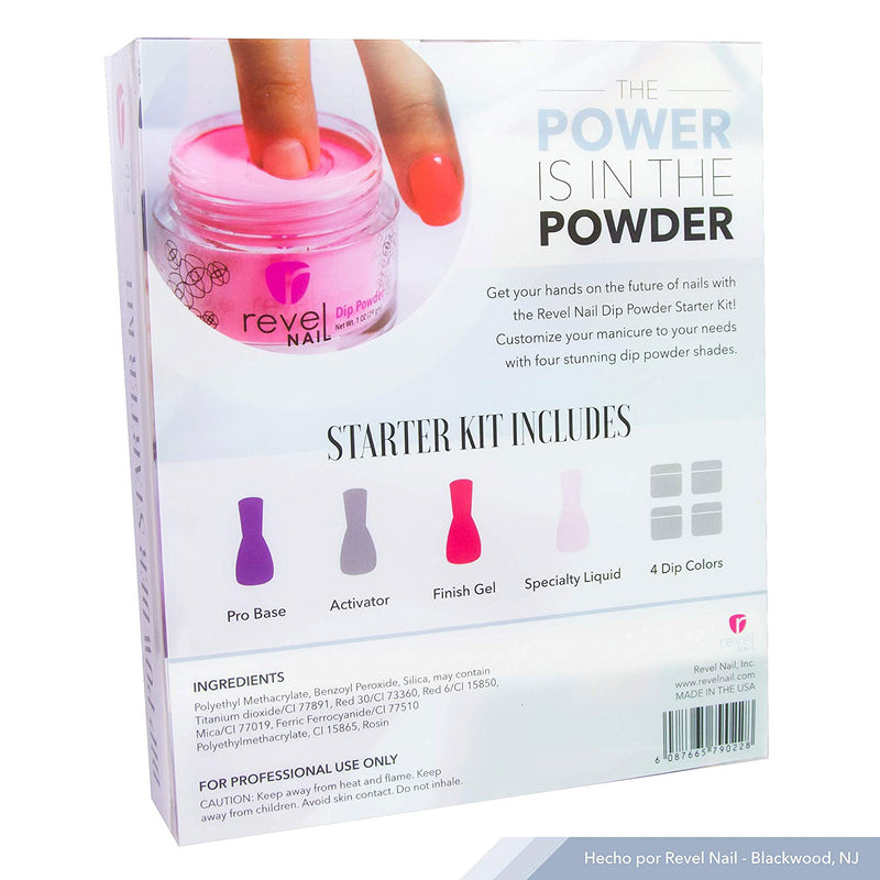 Revel Nail Dip Powder Starter Kit, One Dip Wonders w/ Activator & 4 Powders