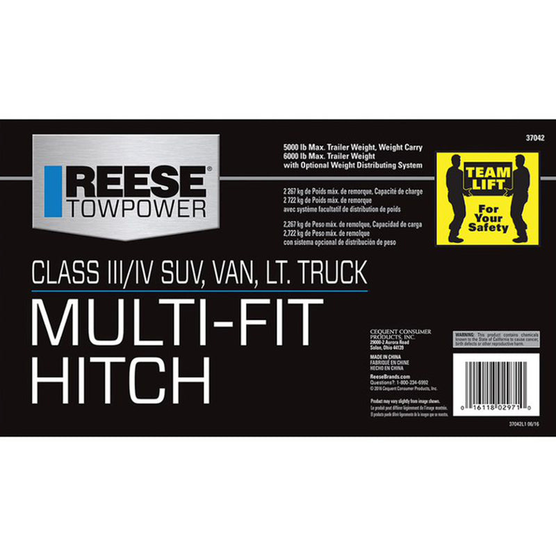 Reese Towpower 37042 Class III Max Frame Trailer Tow Hitch w/ 2 In Receiver Tube