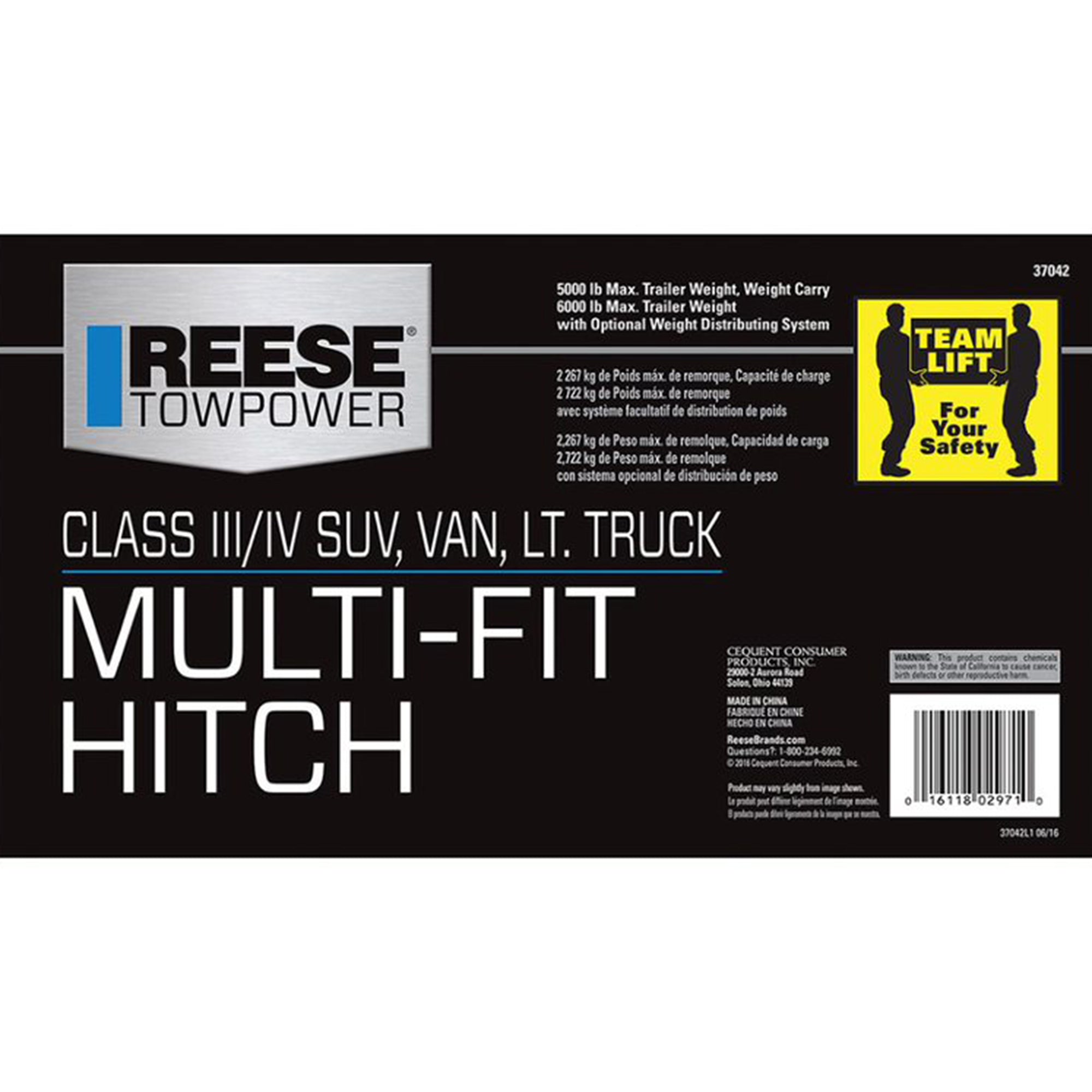 Reese Towpower 37042 Class III Max Frame Trailer Tow Hitch w/ 2 In Receiver Tube (Refurbished)