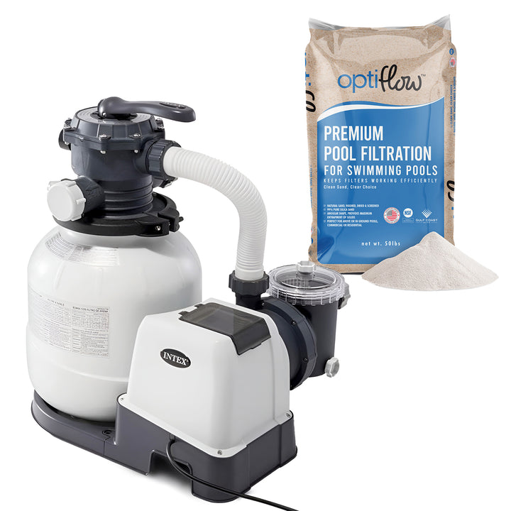 Intex Krystal Clear 2100GPH Sand Filter Pump & OptiFlow Premium Pool Filter Sand