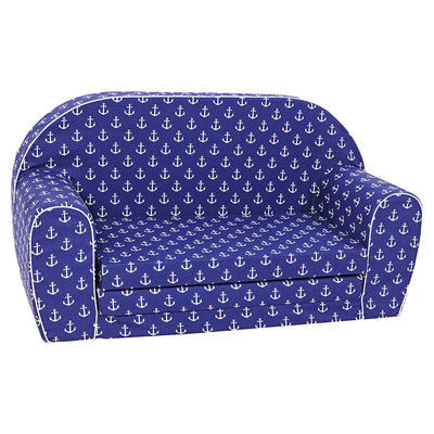 Delsit Toddler Couch and Kids 2 in 1 Flip Open Foam Double Sofa, Navy Anchors