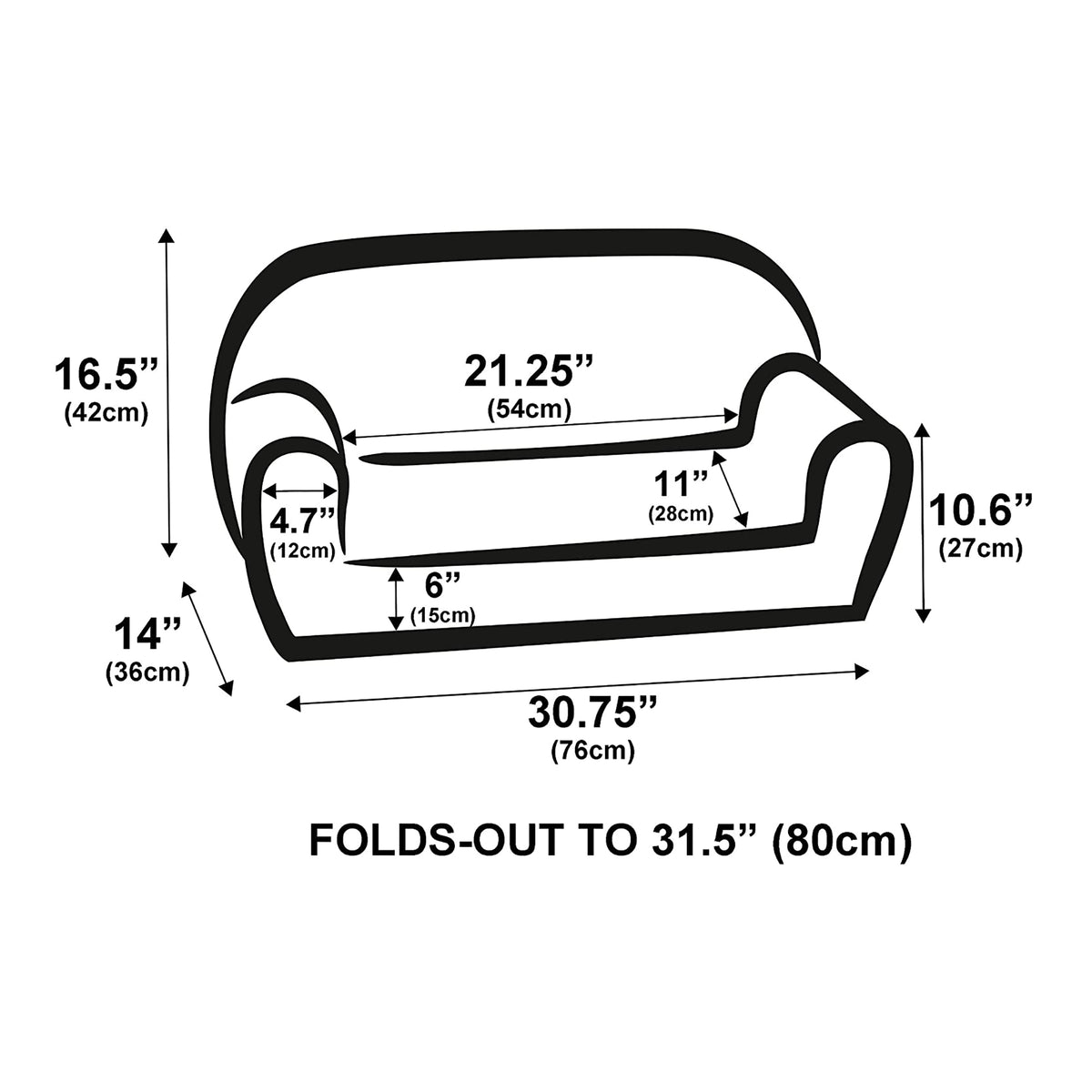 Delsit Toddler Couch & Kids 2 in 1 Flip Open Foam Double Sofa, White with Stars - VMInnovations