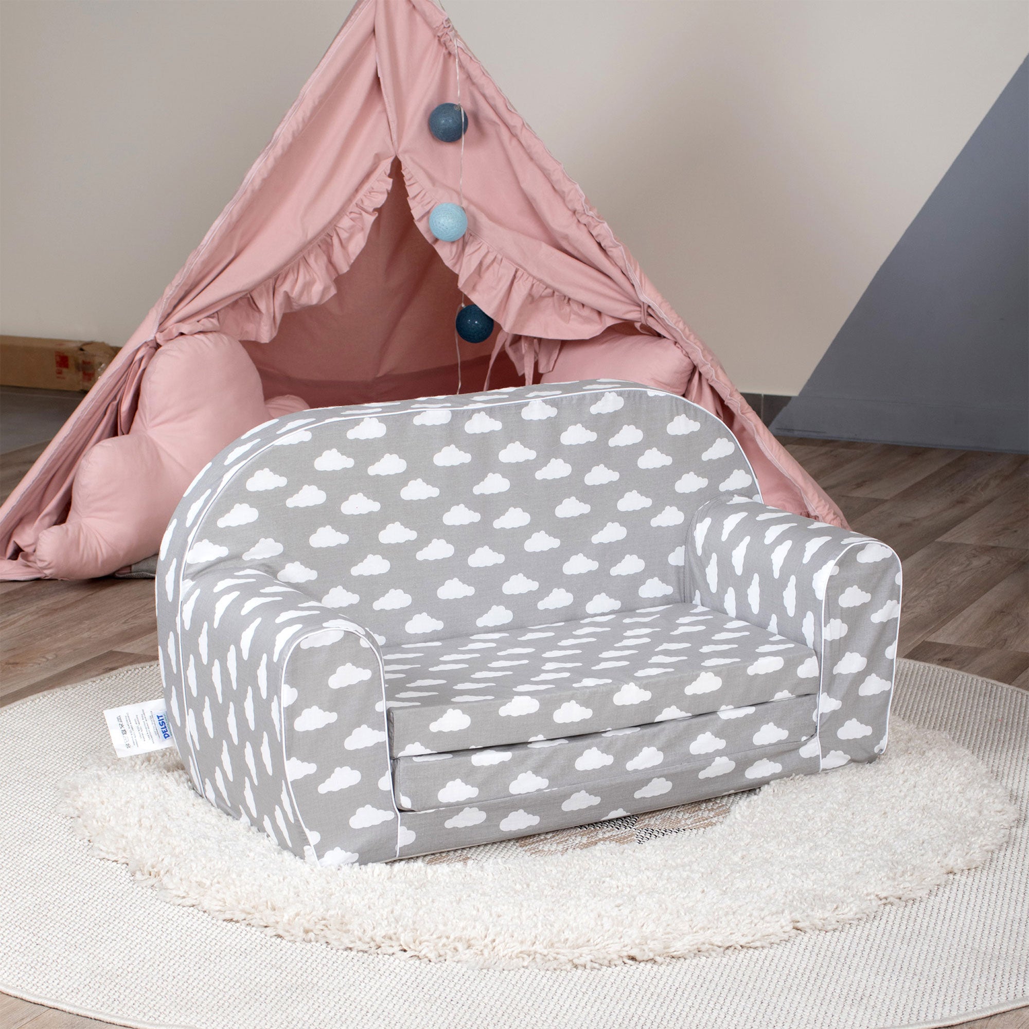 Delsit Toddler Couch & Kids 2 in 1 Flip Open Foam Double Sofa (Used) - VMInnovations