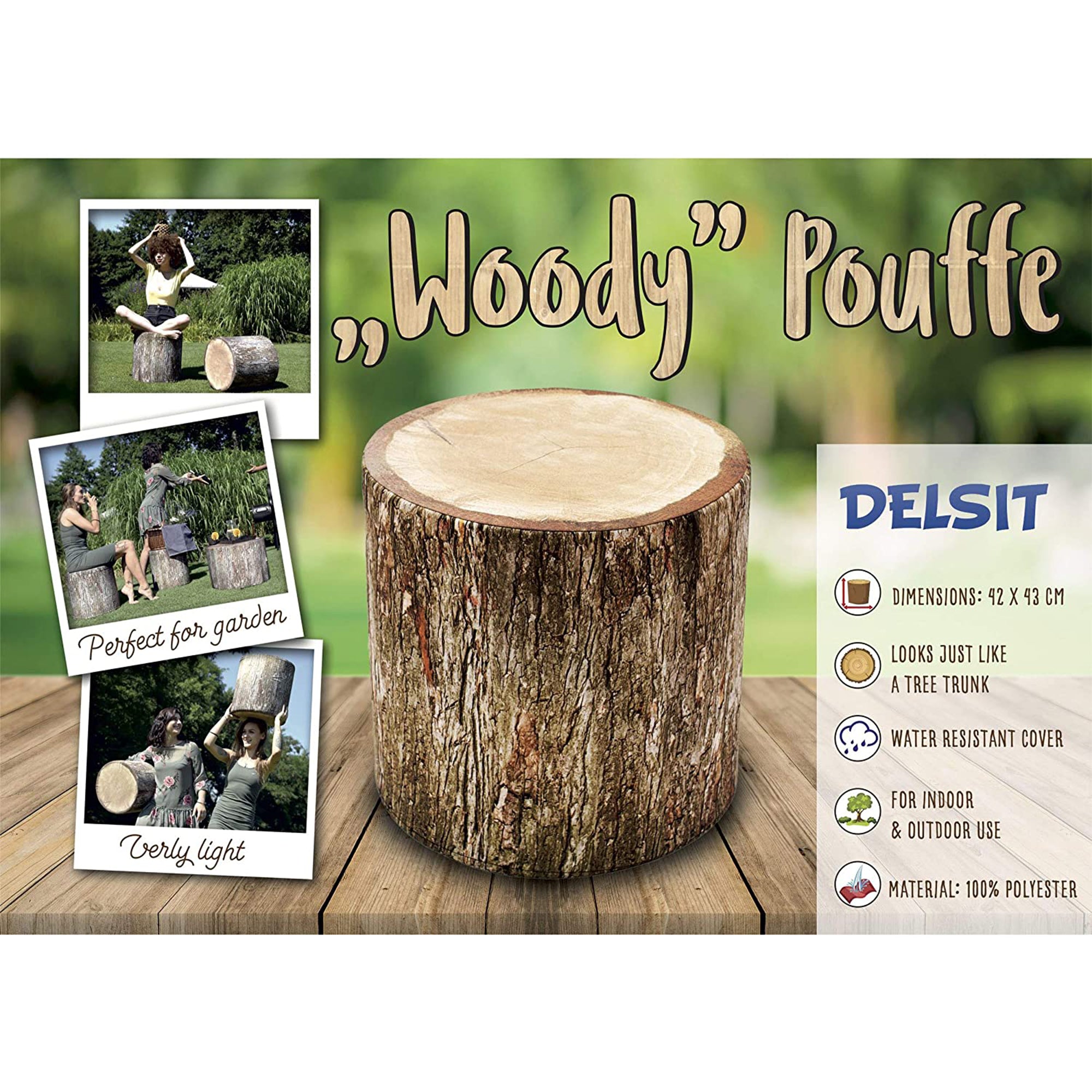 Delsit Lightweight Tree Trunk Outdoor/Indoor Floor Pouffe Ottoman (Open Box) - VMInnovations