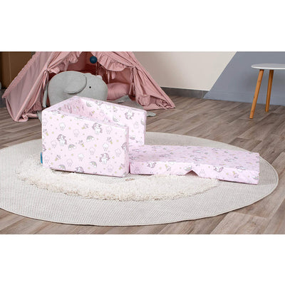Delsit Lightweight Toddler & Kids Flip Open Single Sofa, Unicorn & Rainbows Pink - VMInnovations