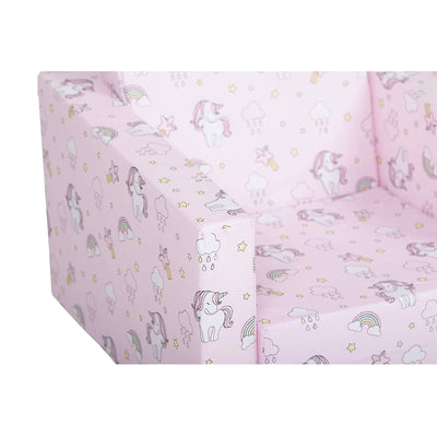 Delsit Lightweight Toddler & Kids Flip Open Single Sofa, Unicorn & Rainbows Pink - VMInnovations