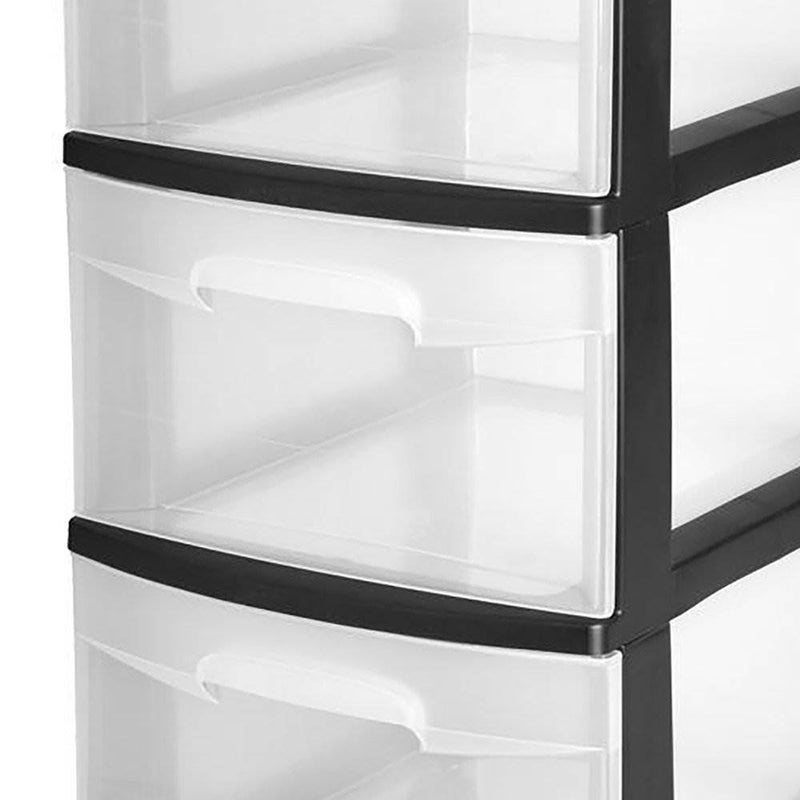 Sterilite 3 Drawer Storage Cart with Clear Drawers and Black Frame (8 Pack)