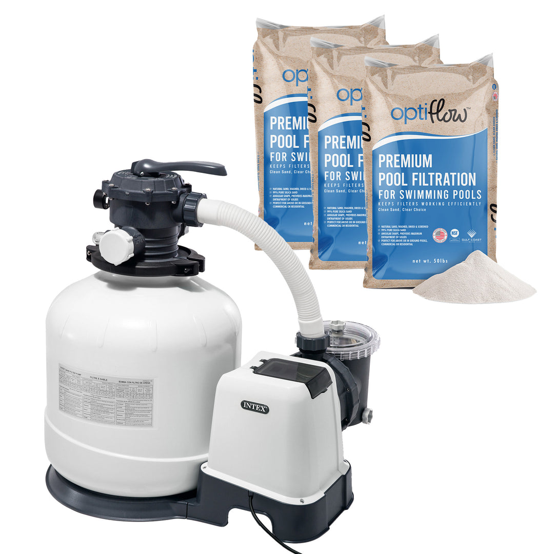 Intex Krystal Clear 3000GPH Sand Filter Pump & OptiFlow Premium Pool Filter Sand