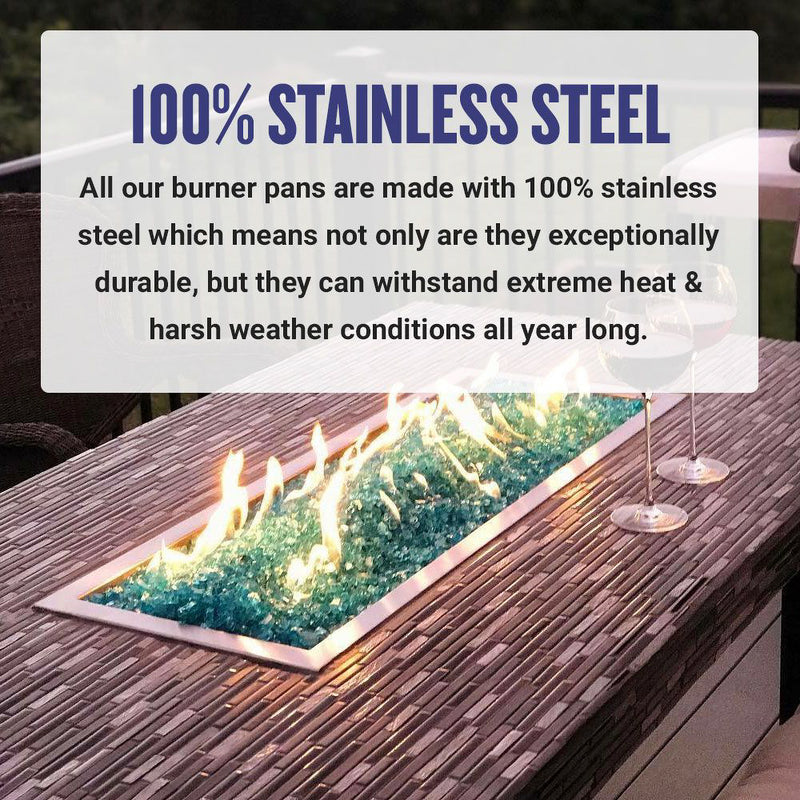 American Fire Glass 48x14" Stainless Steel Fire Table Pan with Burner (Open Box)