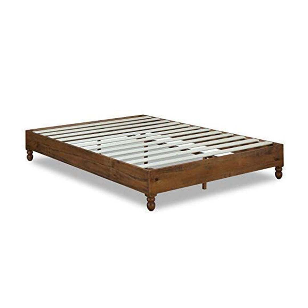MUSEHOMEINC 12in Solid Pine Wood Platform Bed Frame w/ Wooden Slats (Open Box)