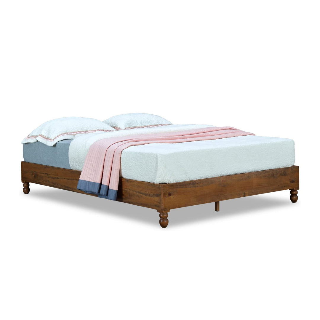 MUSEHOMEINC 12in Solid Pine Wood Platform Bed Frame w/ Wooden Slats (Open Box)