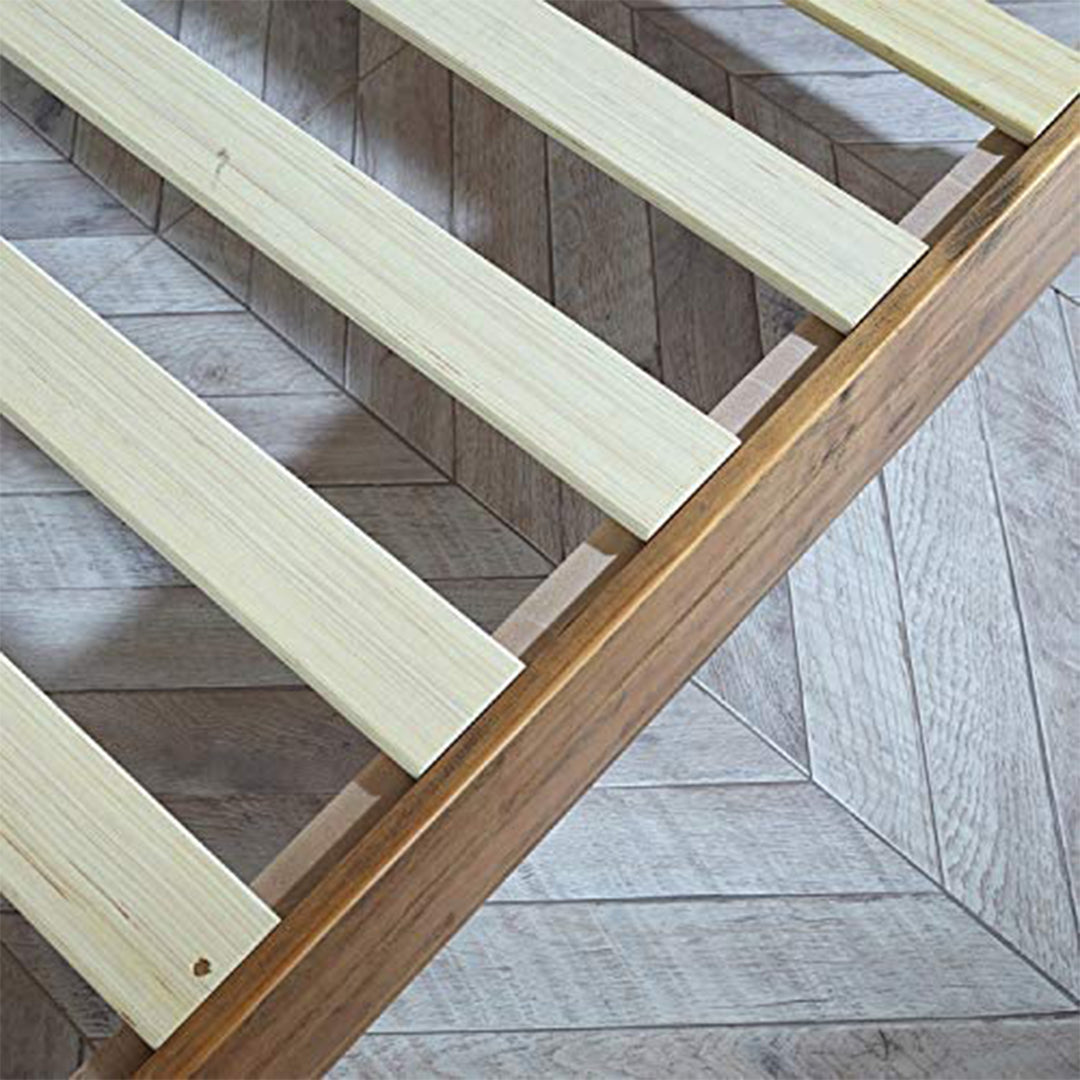 MUSEHOMEINC 12in Solid Pine Wood Platform Bed Frame w/ Wooden Slats (Open Box)