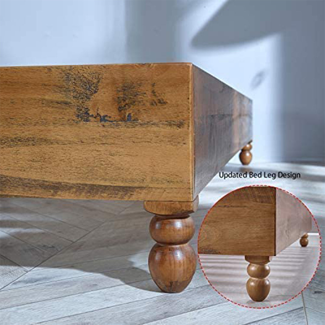 MUSEHOMEINC 12in Solid Pine Wood Platform Bed Frame w/ Wooden Slats (Open Box)