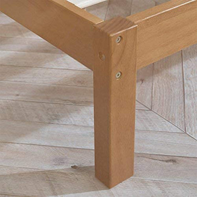 Solid Pinewood Rustic Platform Bed with 2 Way Design Headboard, King (For Parts) - VMInnovations