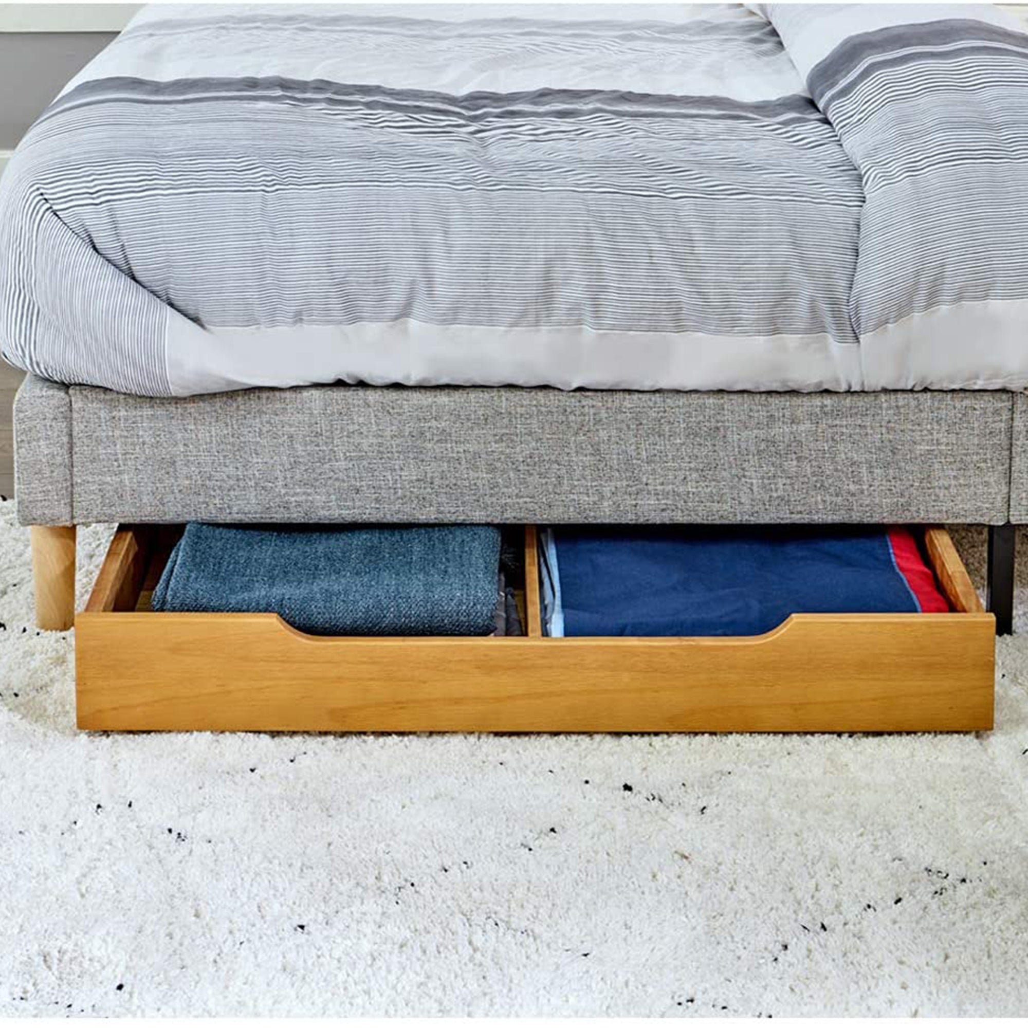 MUSEHOMEINC Solid Wood Underbed Storage Trundle Organizer, Full/Twin (Open Box) - VMInnovations