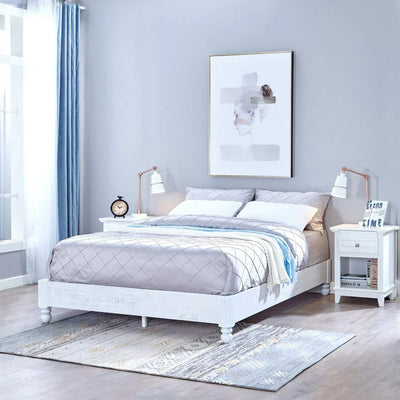 Pine Wood 12 Slat Platform Rustic Bed Frame, Queen (Used) - VMInnovations