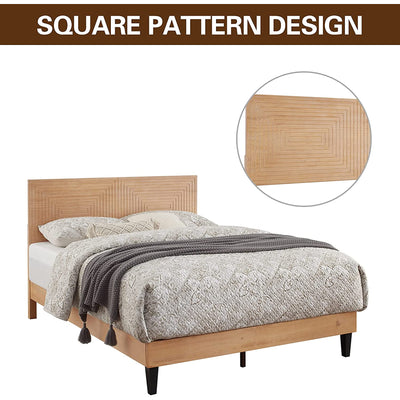 MUSEHOMEINC Solid Wood Mid Century Modern Rustic Platform Bed Frame, Pine, Full