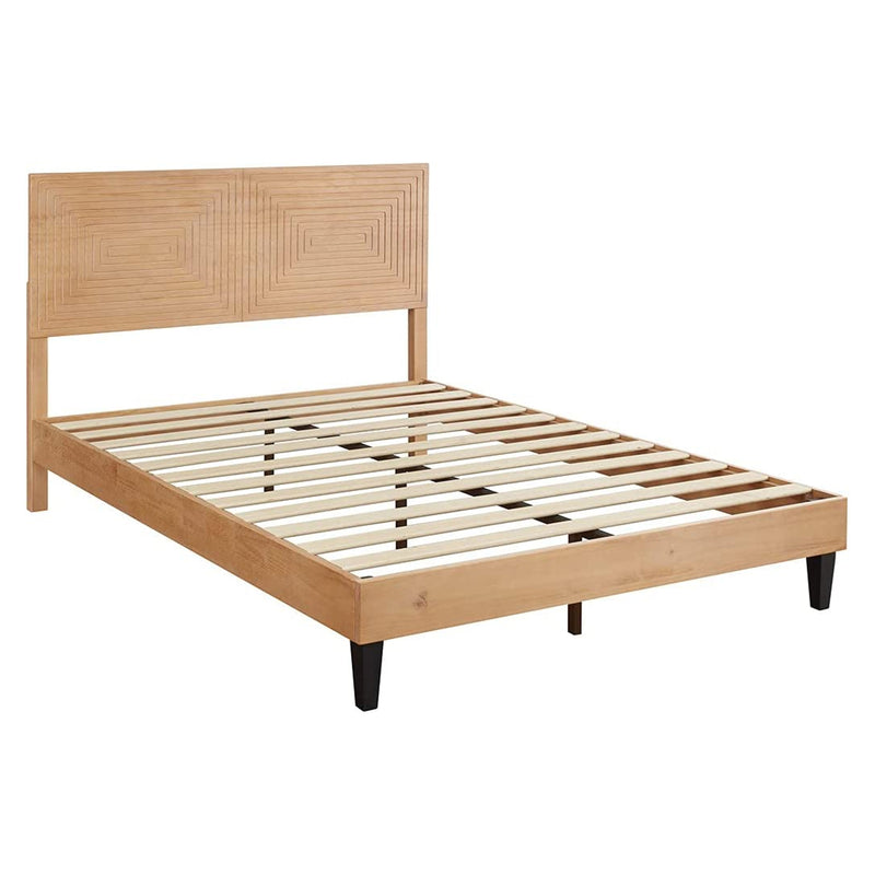 MUSEHOMEINC Solid Wood Mid Century Modern Rustic Platform Bed Frame, Pine, King