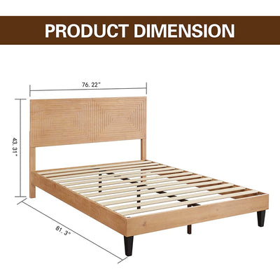 MUSEHOMEINC Solid Wood Mid Century Modern Rustic Platform Bed Frame, Pine, King - VMInnovations