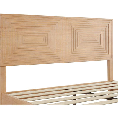 MUSEHOMEINC Solid Wood Mid Century Modern Rustic Platform Bed Frame, Pine, King
