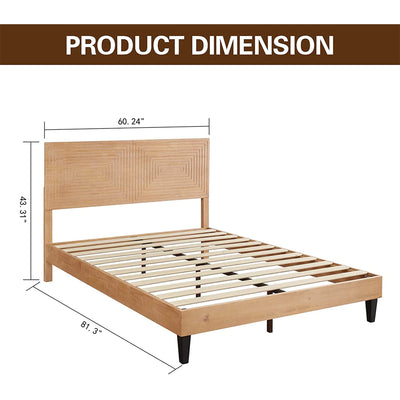 MUSEHOMEINC Mid Century Modern Solid Wood Adjustable Height Platform Bed, Queen - VMInnovations