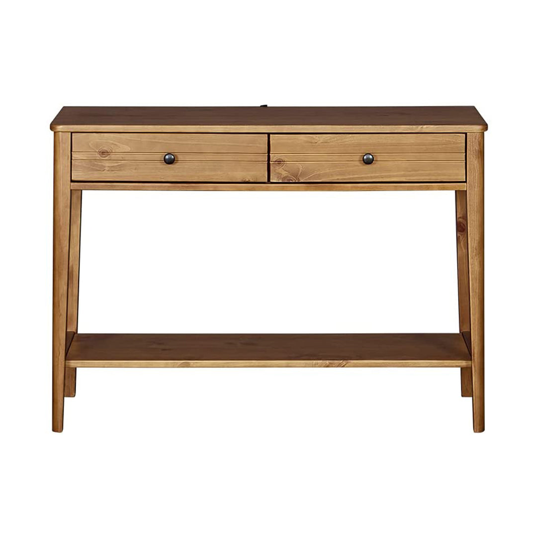 MUSEHOMEINC California Mid Century Console Table w/Drawers, Honey Brwn(Open Box)
